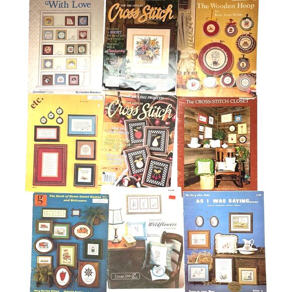 Lot of Vintage 80s-2000s Cross Stitch Pattern Booklets Fruit Floral Quotes - Picture 1 of 5